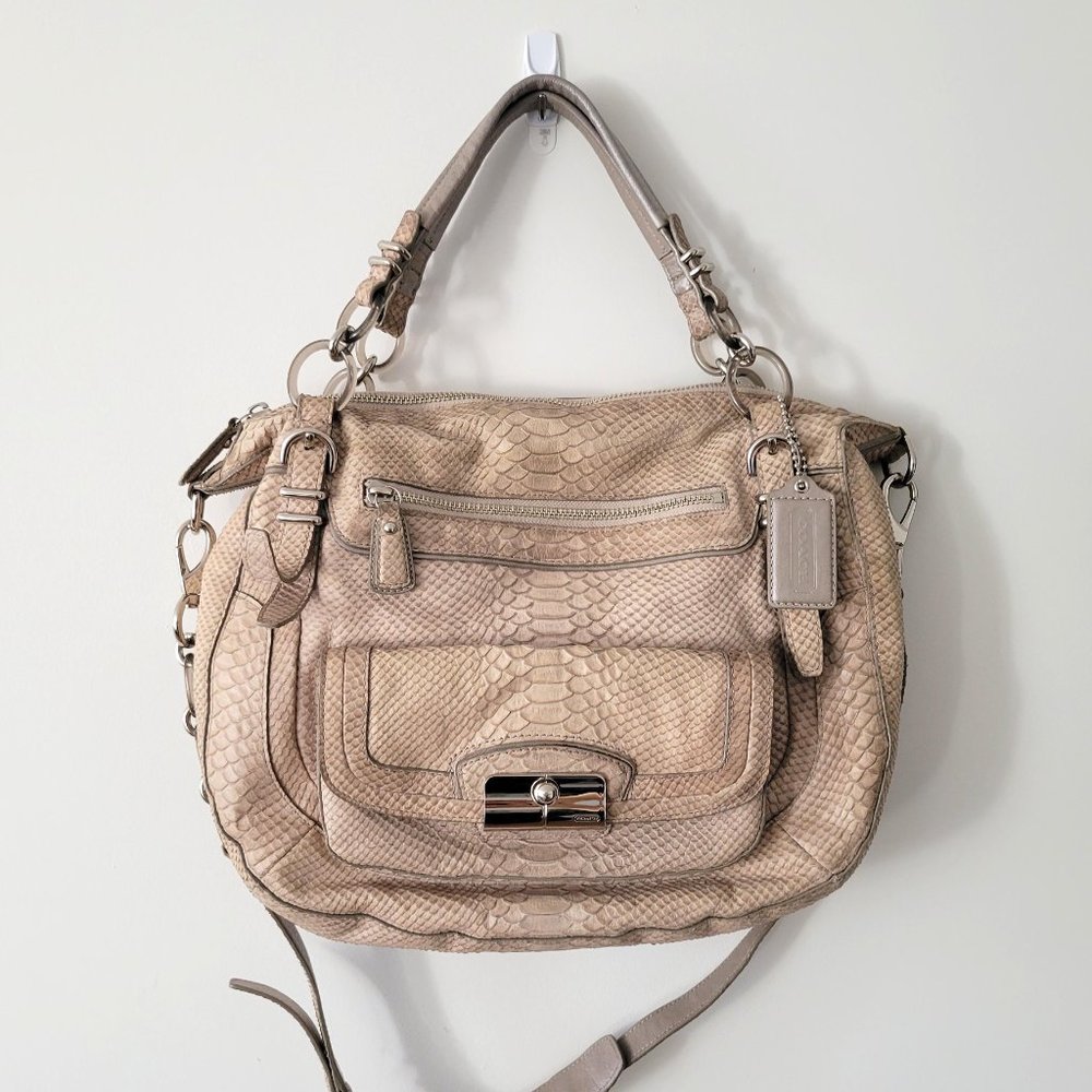 COACH Kristin Pinnacle Embossed Python Laila Round Satchel 19342